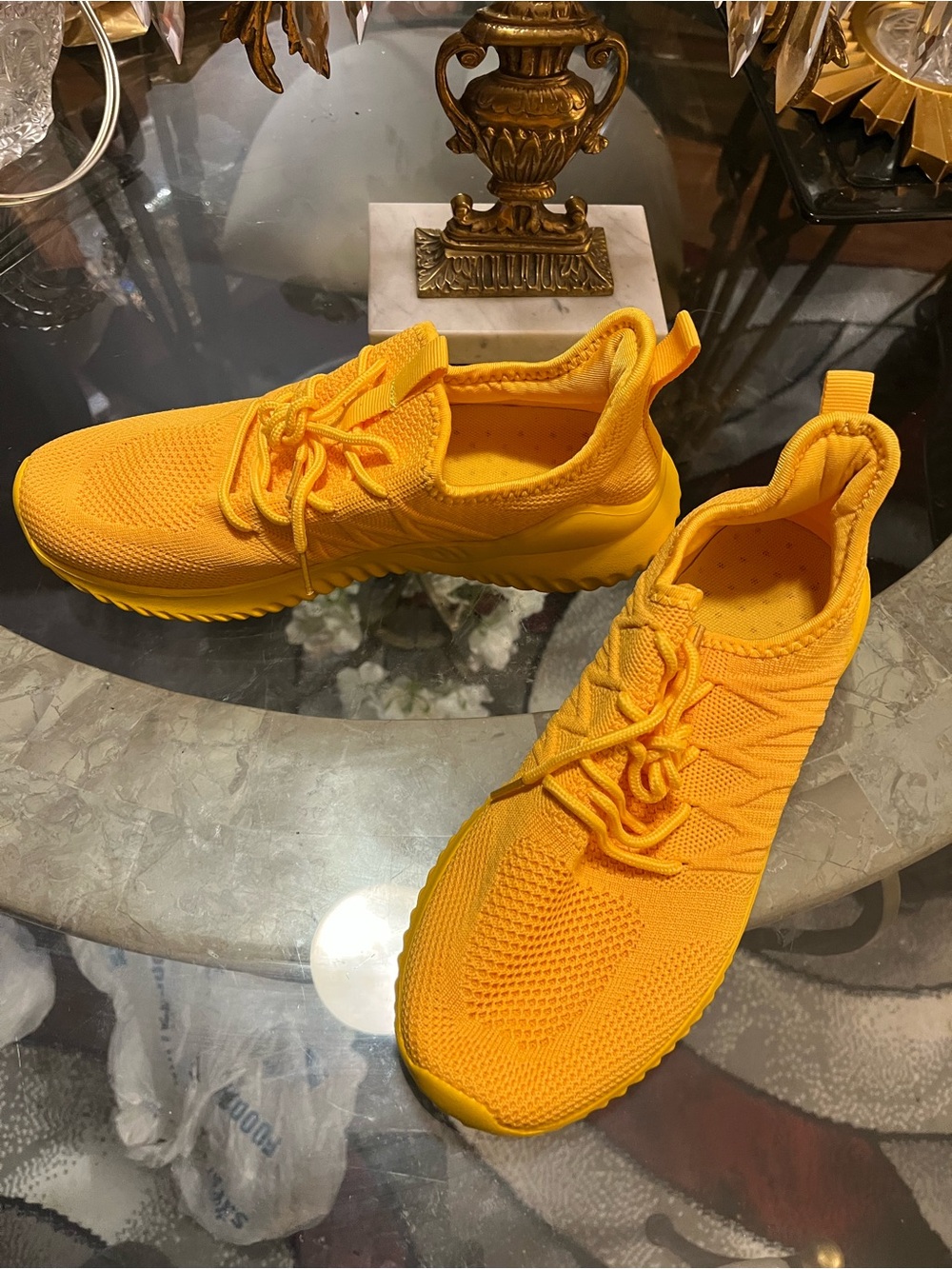 Bright Yellow Women’s Knit Sport Sneakers - Lightweight Comfort
